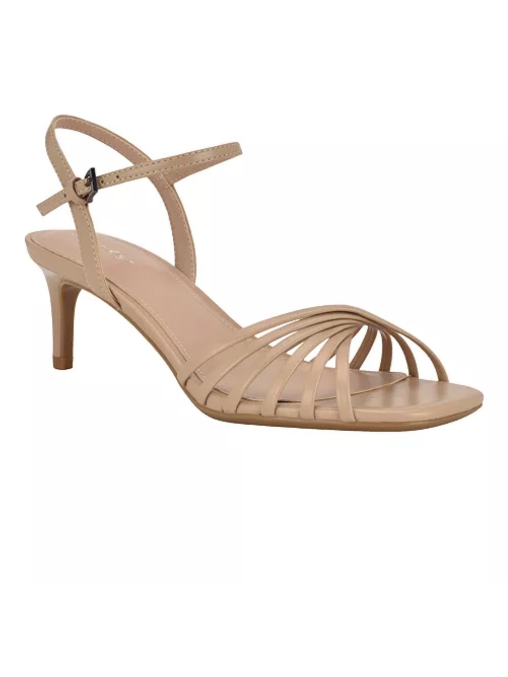 Calvin Klein Beige Strappy Kitten Heel Sandal